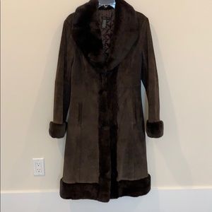 BCBG Maxazaria Suede and fur coat